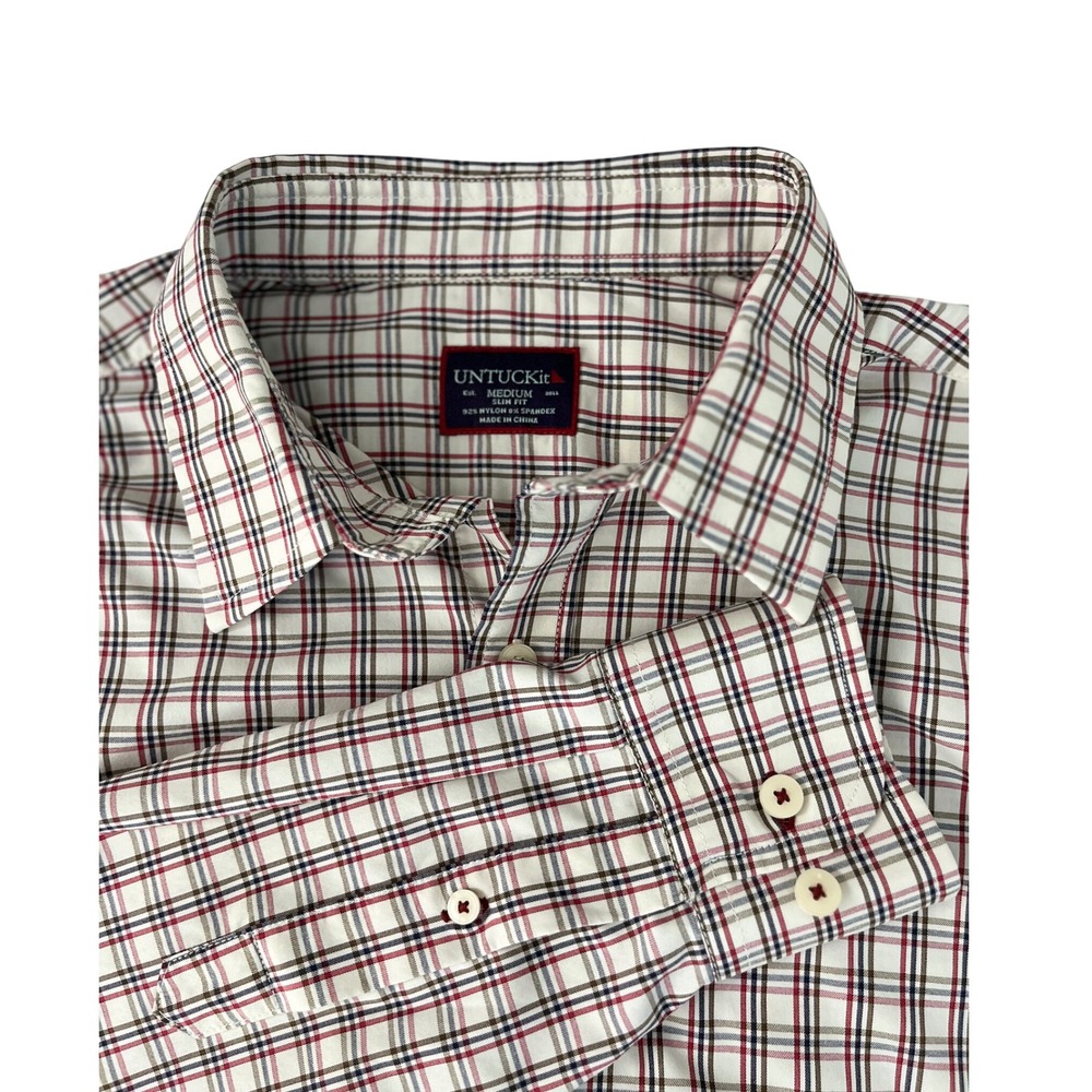 UNTUCKit Men's Medium Slim Fit Preppy Plaid Button Down Long Sleeve‎ Shirt